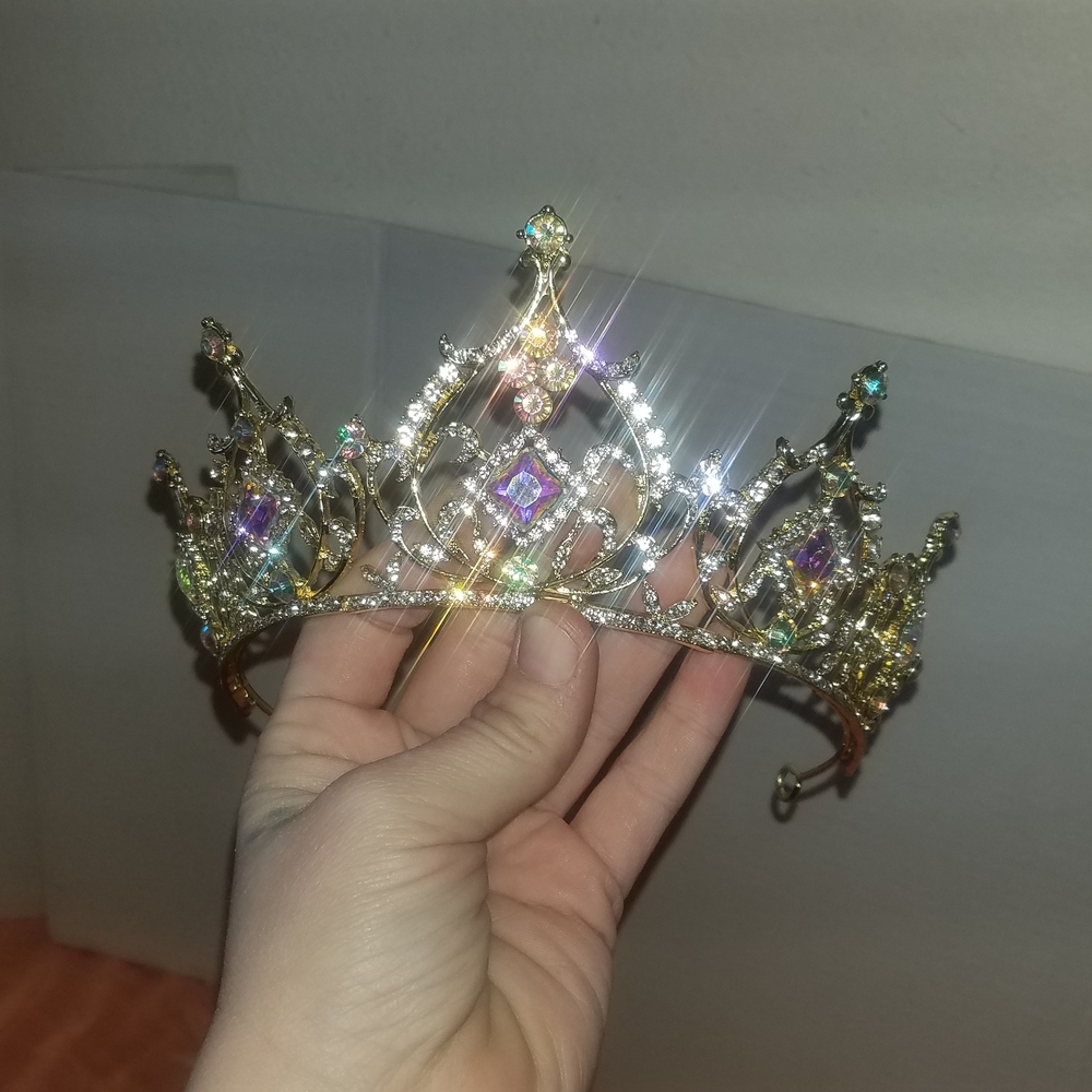 Gold Crystal Tiara - Women Accessories Hair Accessory